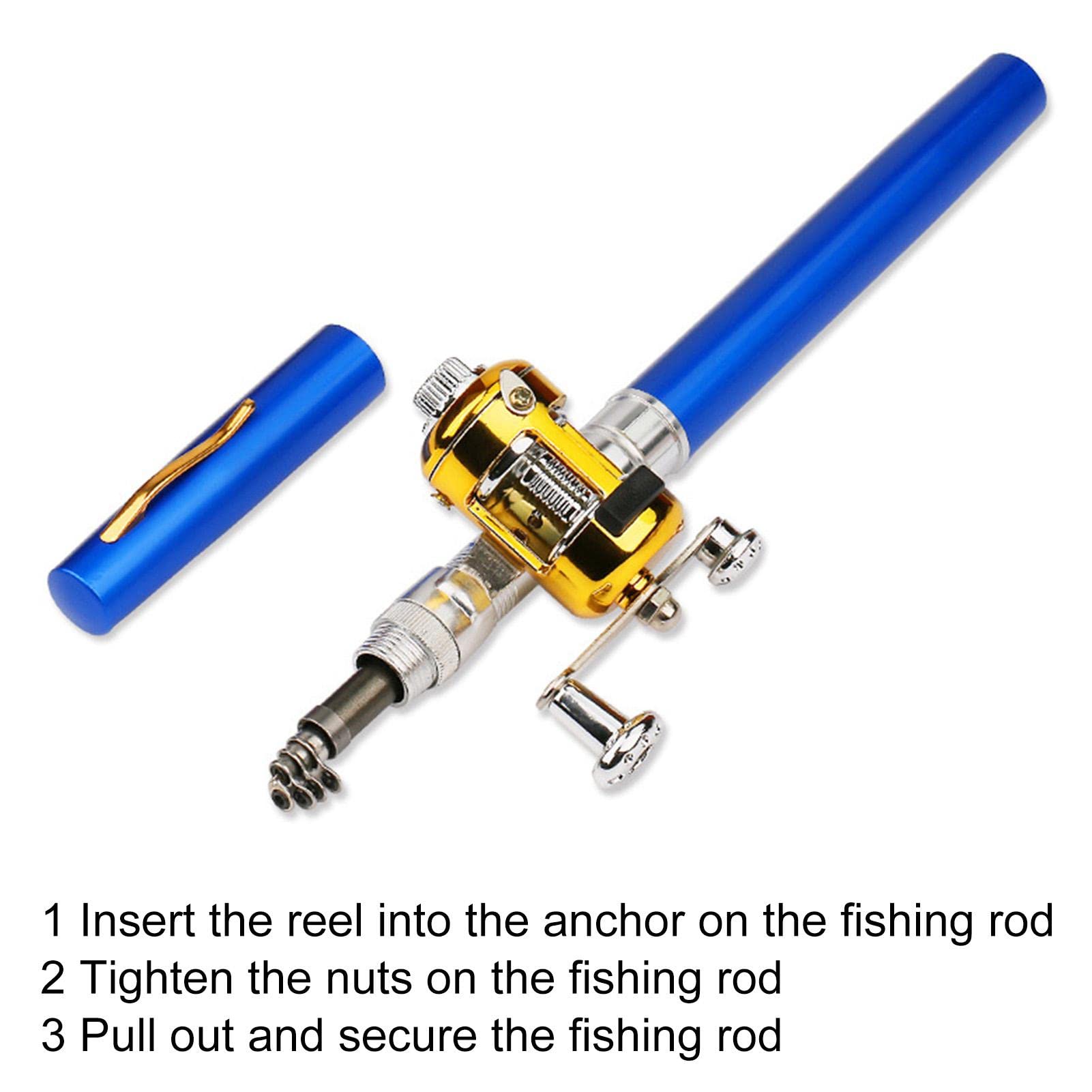 QUEENBAR Leikance Set Canna Da Pesca Sul Ghiaccio - Telescopica Portatile Con Mulinello - 38cm, In Acciaio E Alluminio - 6