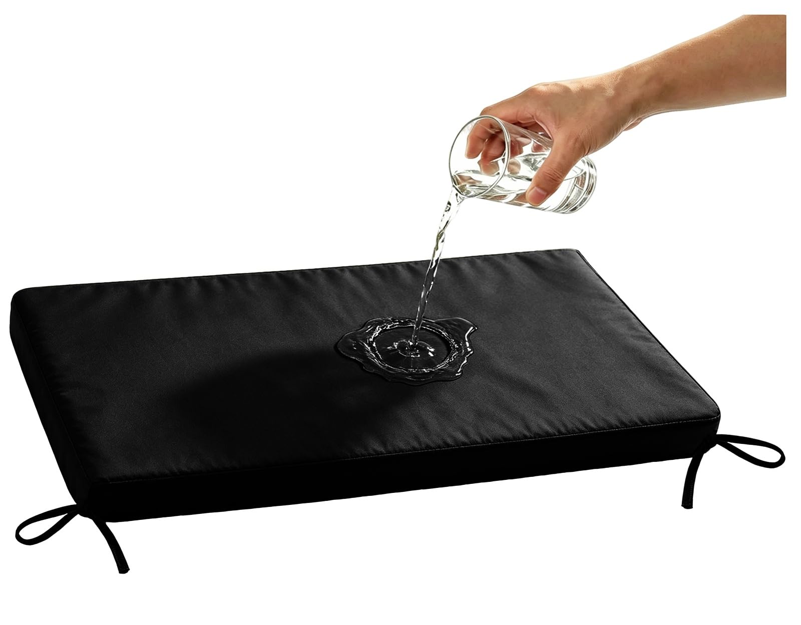 YNJJKA Outdoor Sofa Cushions Replacement Waterproof Outdoor Bench Cushion Waterproof 80% with Ties, Comfortable Cushion for Patio Porch Swing Garden Furniture(Black,120x50 cm 47x20 in)