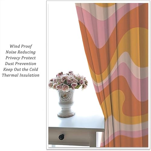 Miniatura 7 de Cortinas opacas bohemias de los años 70, estilo retro, abstracto, espiral, espiral, ondulado, hippie, estampado, para cocina, niños, niñas, mujeres,