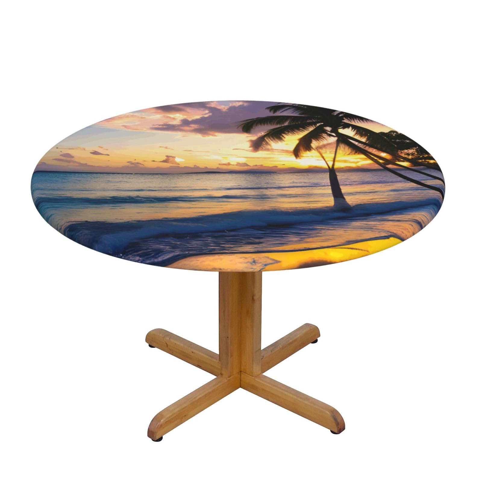 AYYQWE Breathtaking Jamaica Beach Print Round Tablecloth Dining Room Kitchen Table Cover Wedding Party Outdoor Indoor