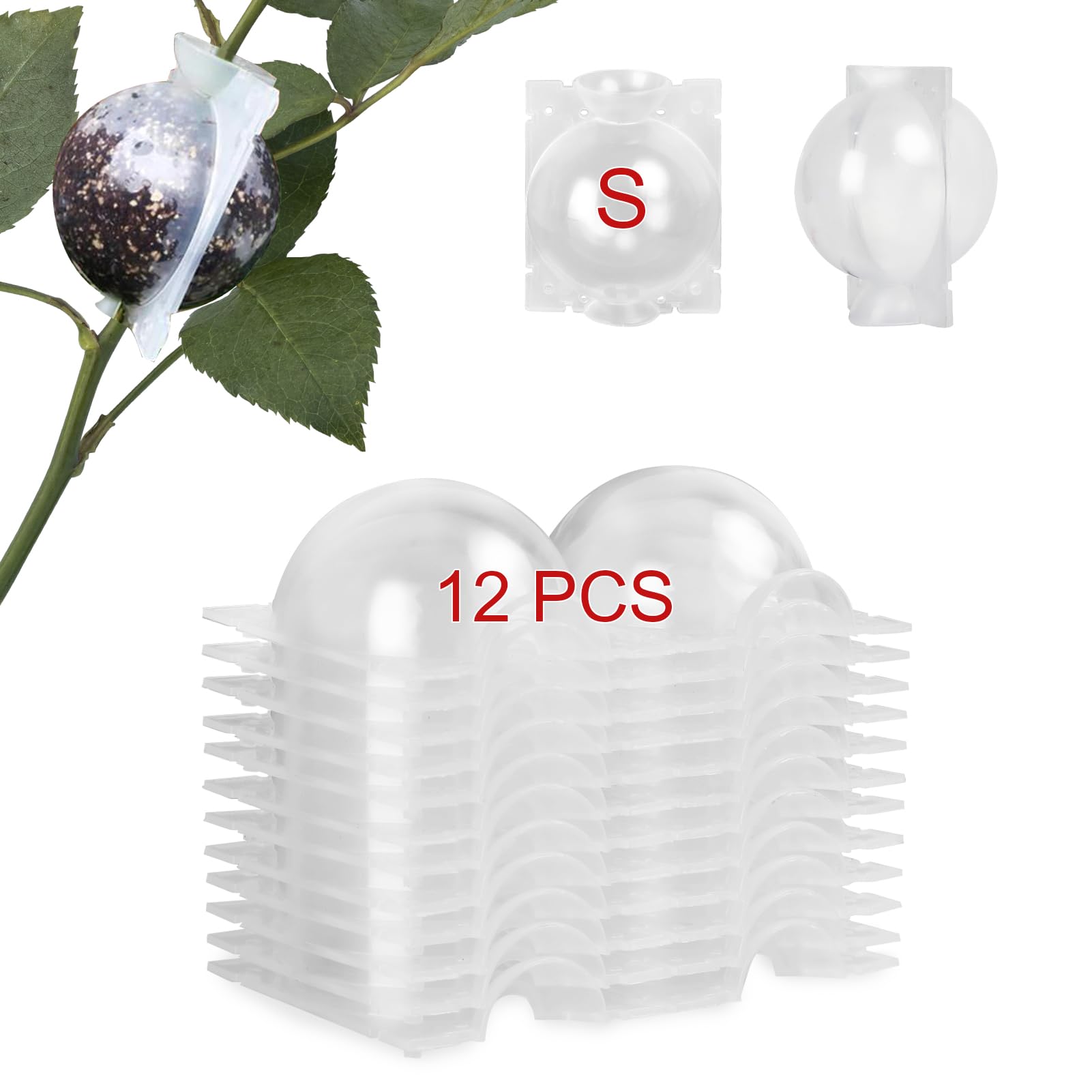 12 Small Pack Tree Root Growing Box, Reusable Transparent Plants Asexual Reproduction Grafting Ball, High Pressure Air Layering Pods Propagation Kit, Plant Root Device with Built-in Buckle