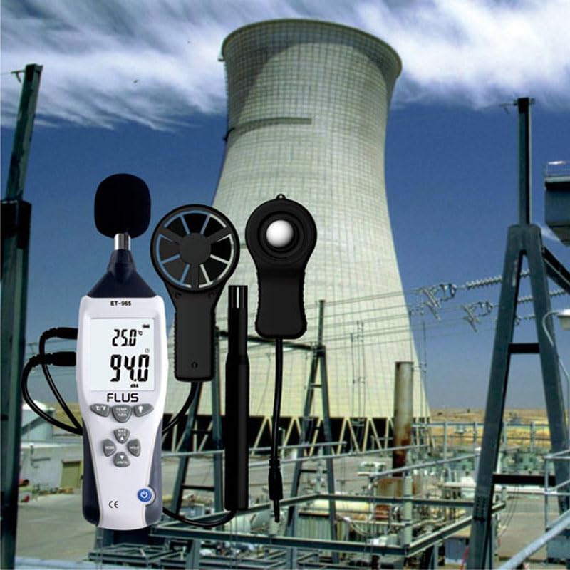 Sonometro, Medidor ambiental multifuncional 5 en 1, medidor de luz, nivel de sonido, medidor de humedad/temperatura, anemómetro