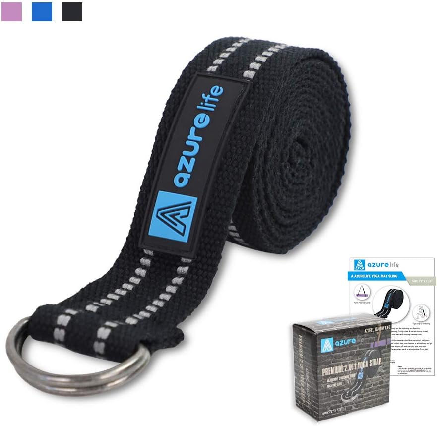 A AZURELIFE Premium2 in 1 Yoga Mat Strap, Adjustable Yoga Mat Carrier Sling for Carrying, Doubles As Stretch Bands : Sports & Outdoors