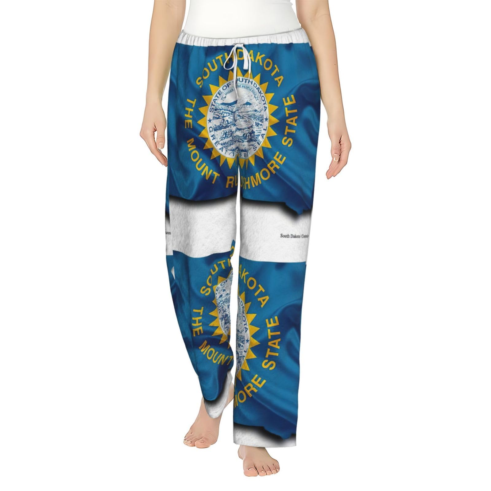 Damen-Schlafanzughose mit Süddakota-Flagge, Flanell, Weihnachten, warm, bequem, Lounge-Schlafhose für Urlaub und Weihnachten
