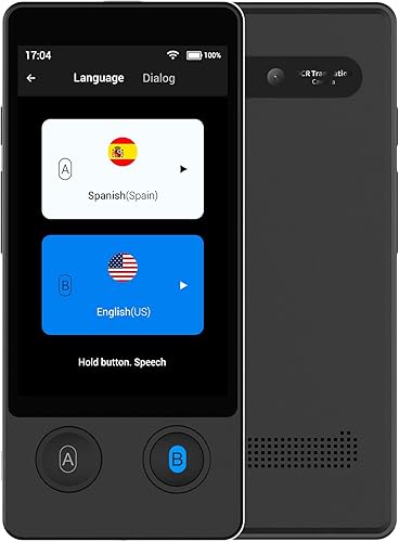 Wooask Dispositivo traductor W12 No se necesita WiFi o tarjeta SIM 144 idiomas y acentos 90% de precisión Traducción en línea y fuera de línea para
