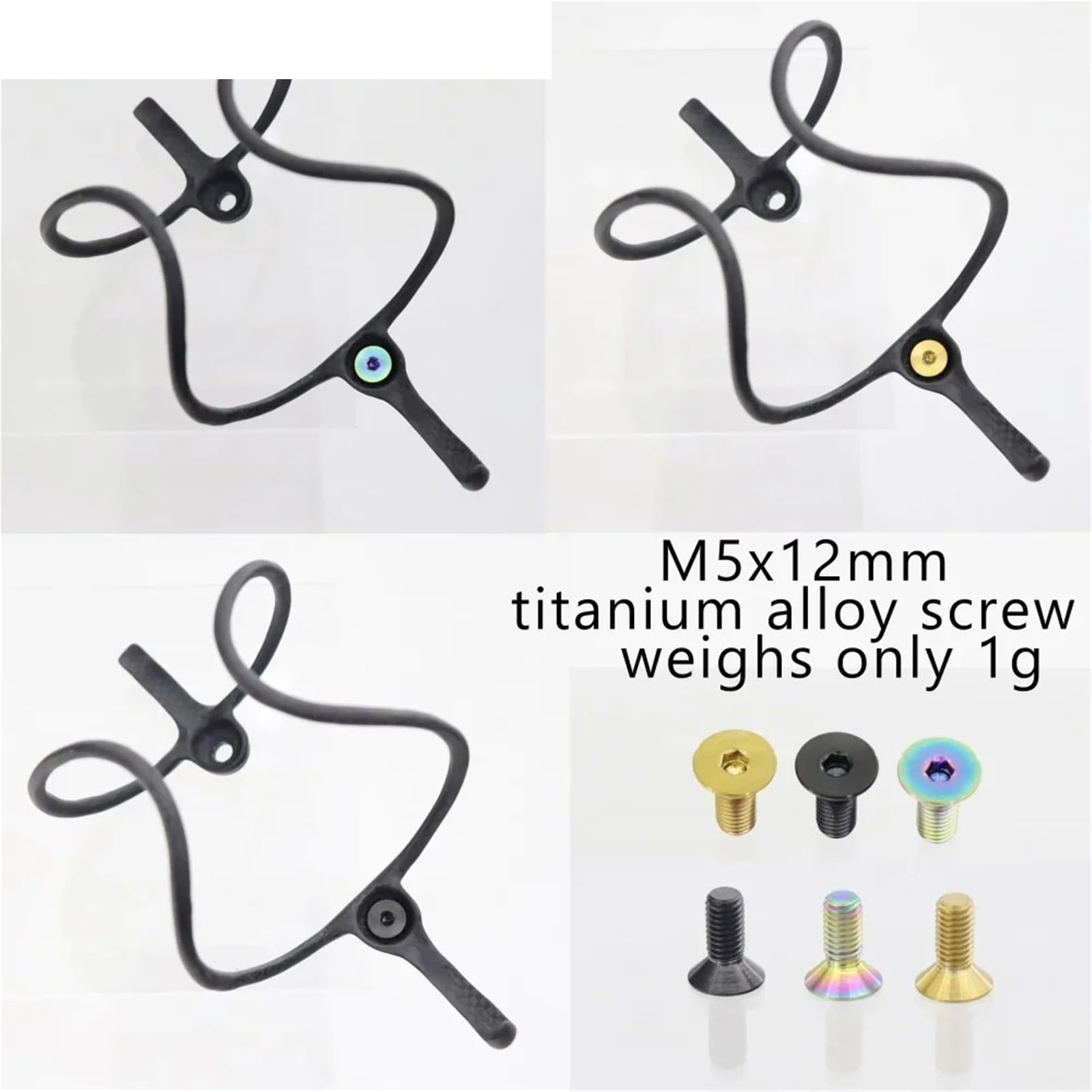 Portabidón Bicicleta Acabado Carbono Portabidón de Carbono for Bicicleta, Soporte for MTB 14g, Negro, Mate(2pcs Ti Rain Screw)