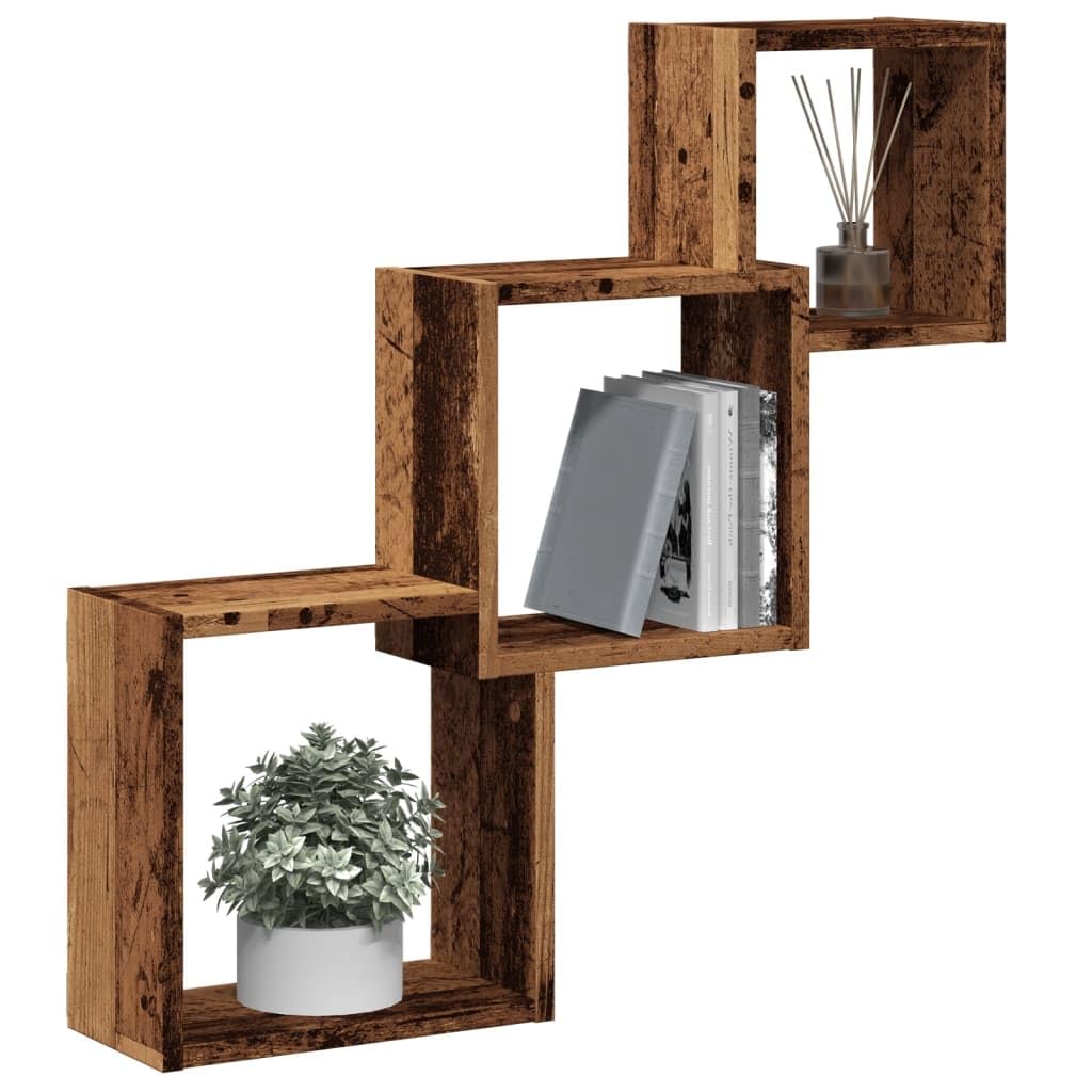 vidaXL Étagère Murale en Forme de Cube Vieux Bois Bois d'ingénierie