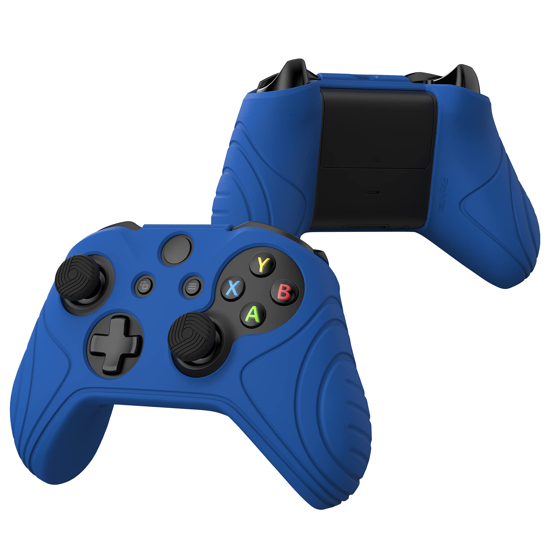 PlayVital Cover Custodia per Xbox One S X Controller Joystick Skin Protettiva Silicone Gomma Antiscivolo con Gommini Coprilevette Analogiche-Samurai Edizione(Azzurro)