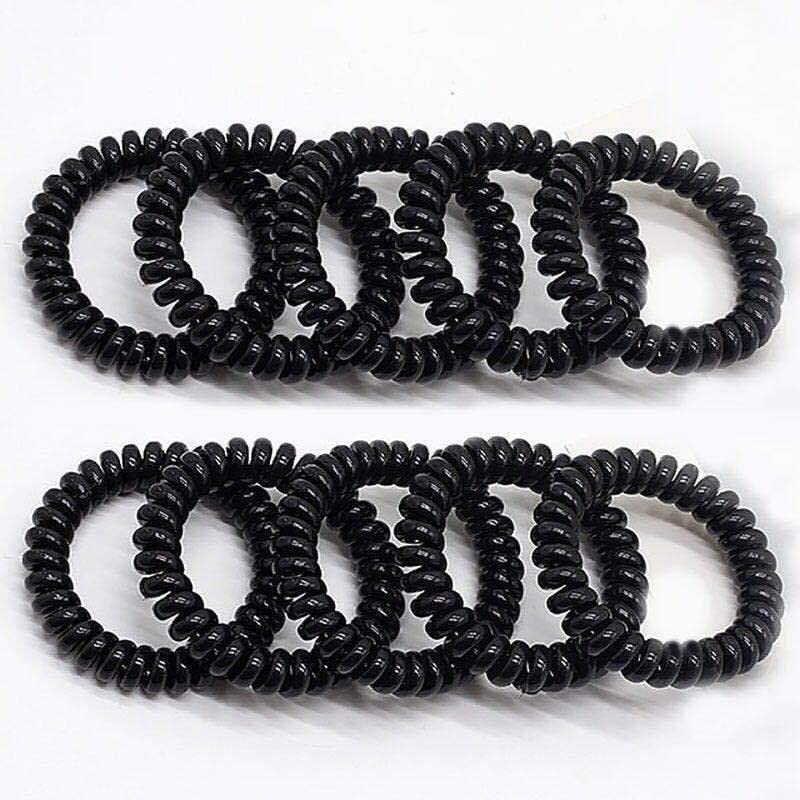 Fashion Alley Spiral Hair Ties,seamless Elastic Hair Ties No Crease Hair Coil Set Hair Ring Phone Cord Traceless Elastic Hair Ties Ponytail Holder Rubber Bands for Women (Black) Pack of 10 (B0C33JRVRQ) Amazon Price History, Amazon Price Tracker
