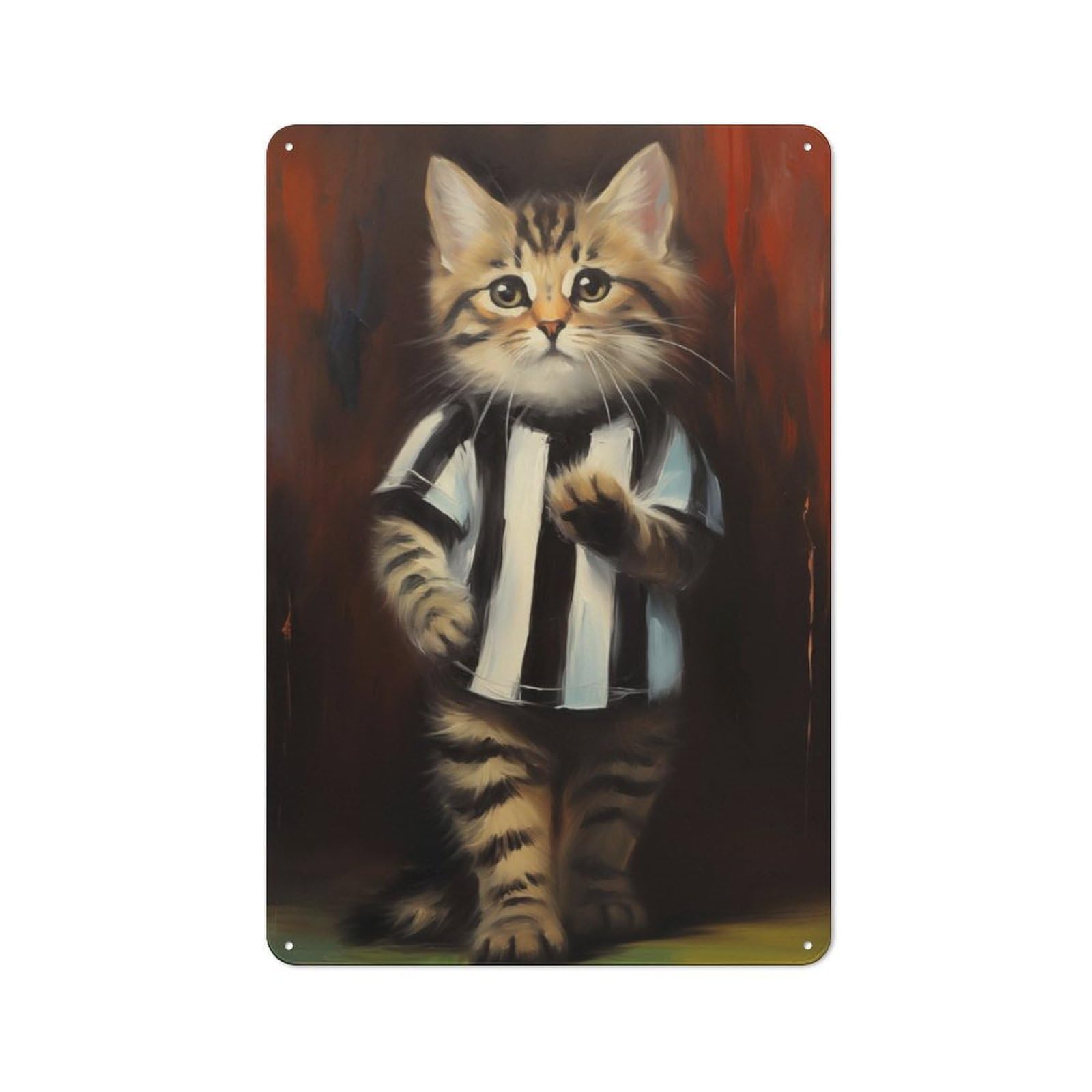 Junmoney Kitty Referee Rustic Tin Wall Plaque 30X20cm For Garage Or Workshop, For Home Interiors, Feature Walls And Decorative Displays