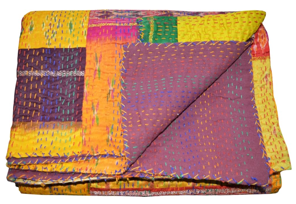 インド　ハンドメイドカンタ　パッチワーク② インド カンタ刺繍・パッチワーク/ラリーキルト 古布