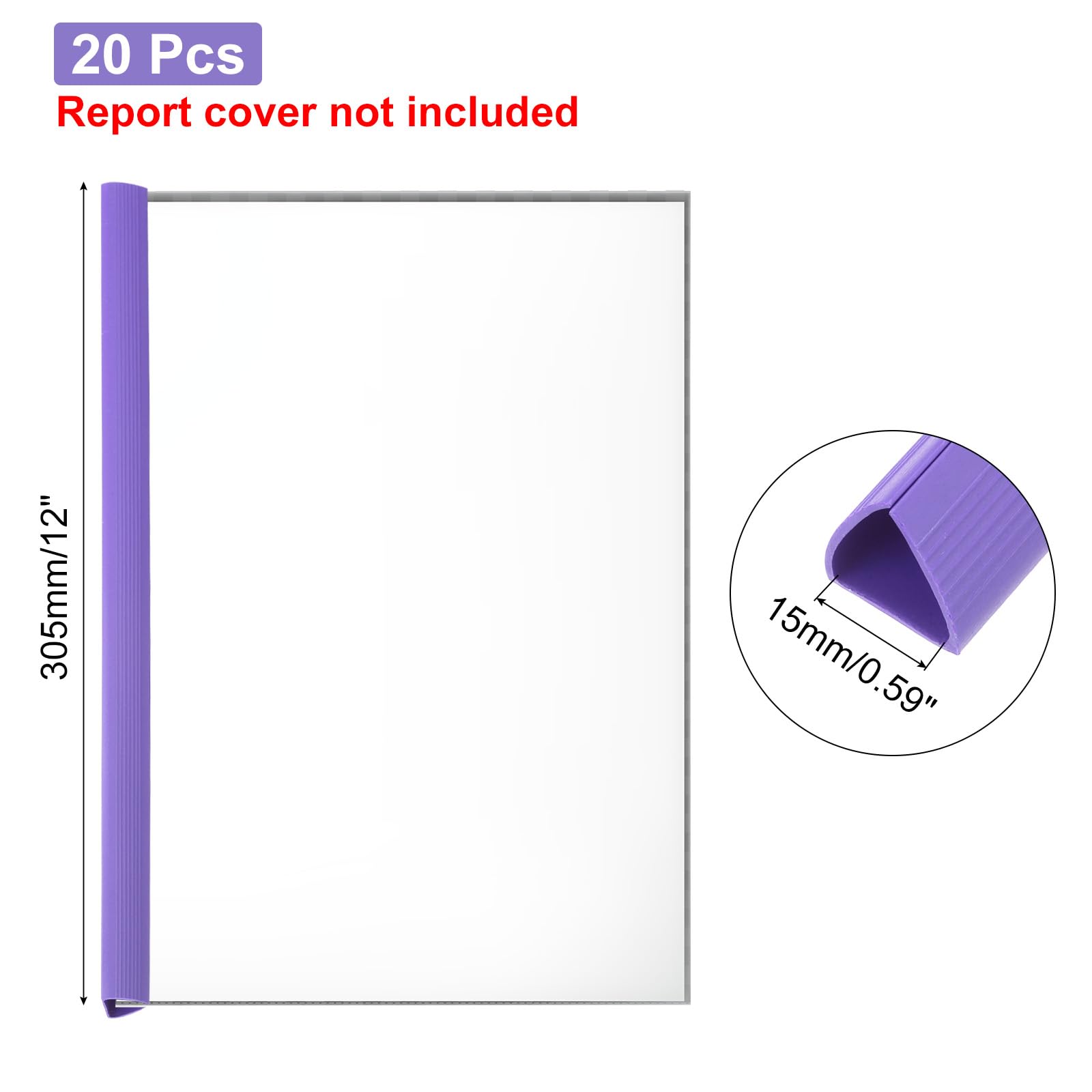 PATIKIL Clear Report Covers With Sliding Bar | 20 Pack A4 Presentation Folders | 135 Sheet Capacity, Green Bar