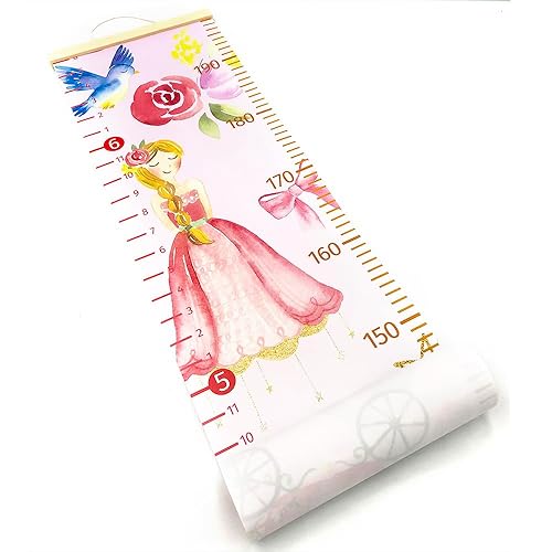 Miniatura 3 de HomeEvolution Tabla de crecimiento para niños, tabla de medición de altura, reglas de lona de princesa para colgar en la pared para decoración de
