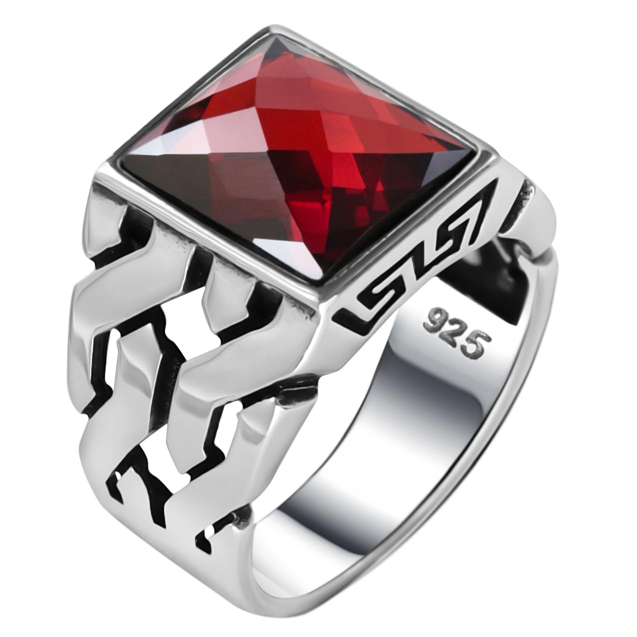 Genuine Solid 925 Sterling Silver, Cuban Link Braided Men's Ring