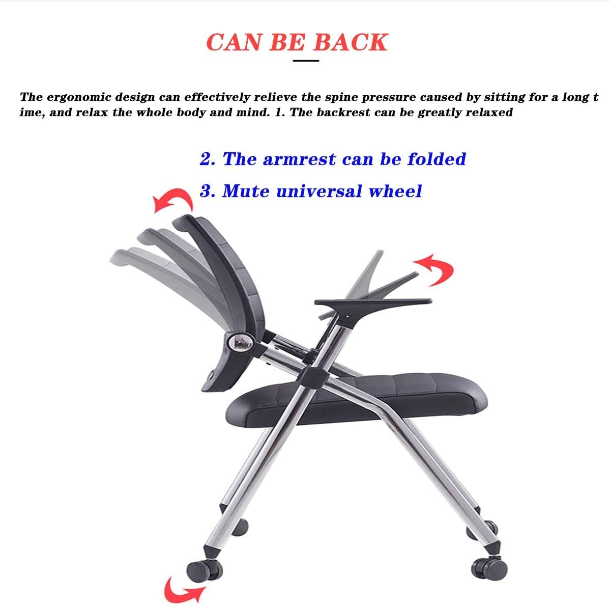 Chair with Tablet Arm，Tablet Arm Chair with Caster,Tablet Arm Chair with Caster Wheels Mesh Guest Nesting Stacking，for Office School Classroom Training Conference Waiting Room Black