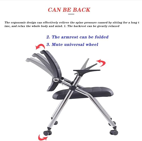 Miniatura 4 de AHXF Silla con brazo para tableta, silla de brazo para tableta con ruedas, silla de brazo para tableta con ruedas giratorias apilamiento de