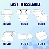 Vista 6 de 25 Pack Shipping Boxes, White Corrugated Cardboard Packing Small Mailer Box for Mailing Business Packaging, Gifts, Decorations, White & Brown Kraft