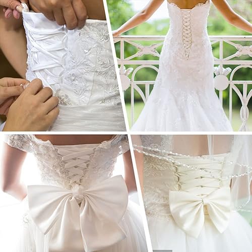 Miniatura 7 de BENECREAT Lazos de corsé blanco de 1.1 yardas para cordones de corsé de 1-18 pulgadas, corsé de satén en la parte posterior, cremallera