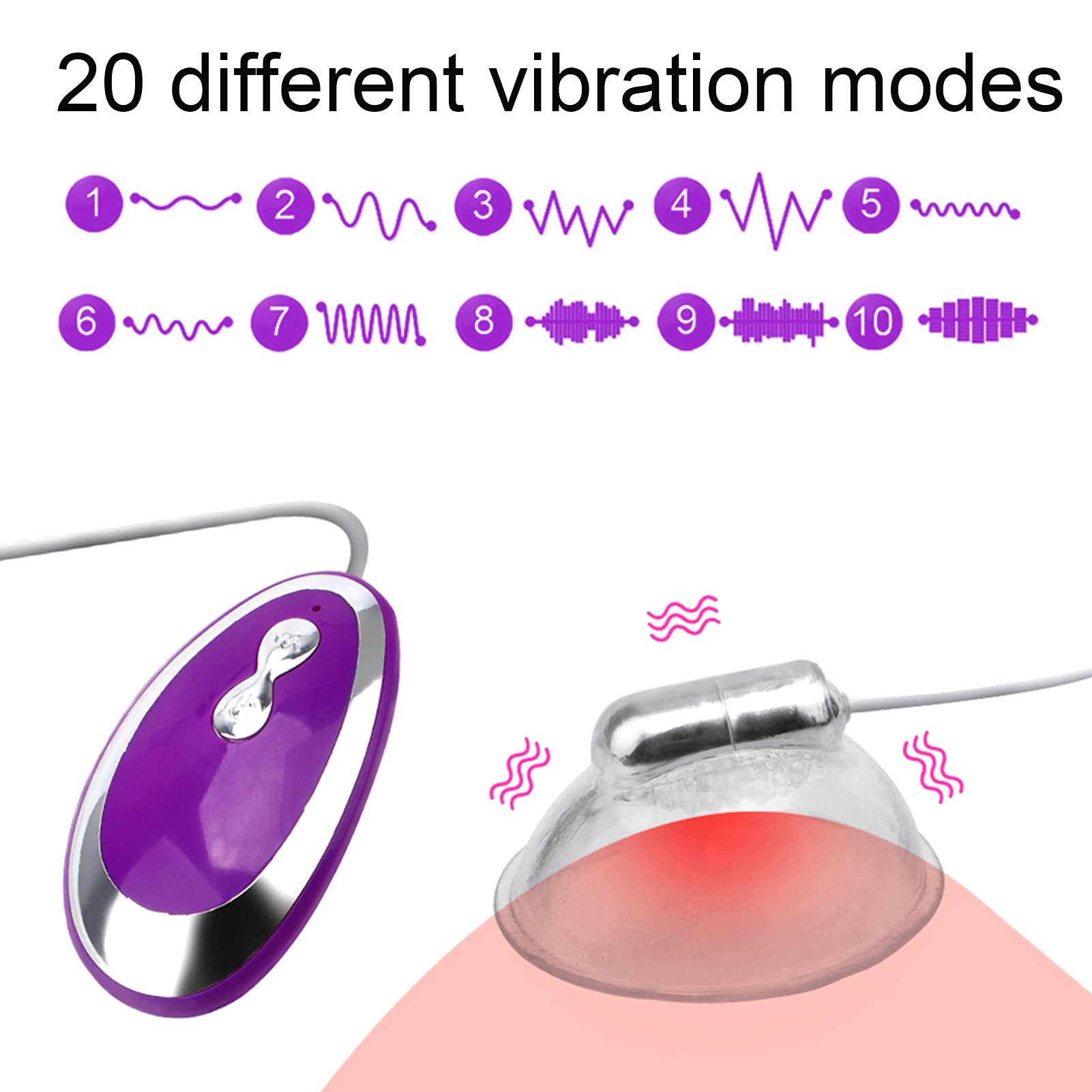 Vibromasseur 20 Modes Sucker de Mamelon Vibrantes,Juguetes Sexuales Pour Femme Appareil de Massage Pompe Stimulateur De Poitrine Adulte pour Couple/Femme/Homme,Rosado