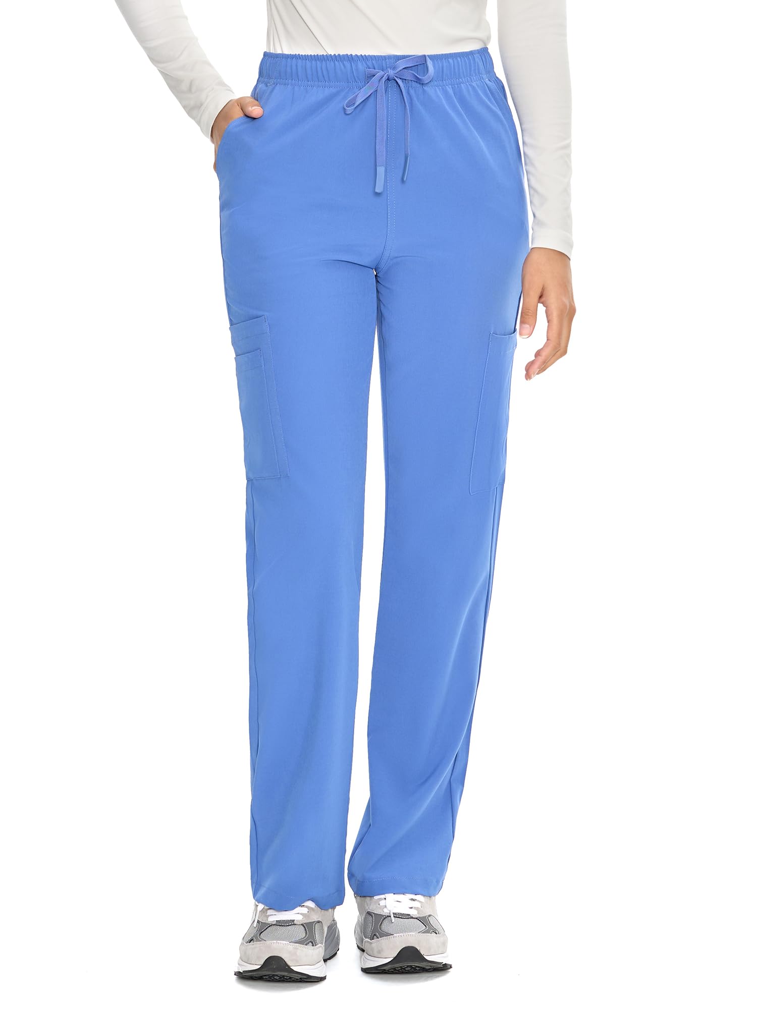 COZYFIT Straight Leg Scrub Pants for Women, Drawstring Soft Stretch, Anti-Wrinkle Women's Scrub Pants with 6 Pockets