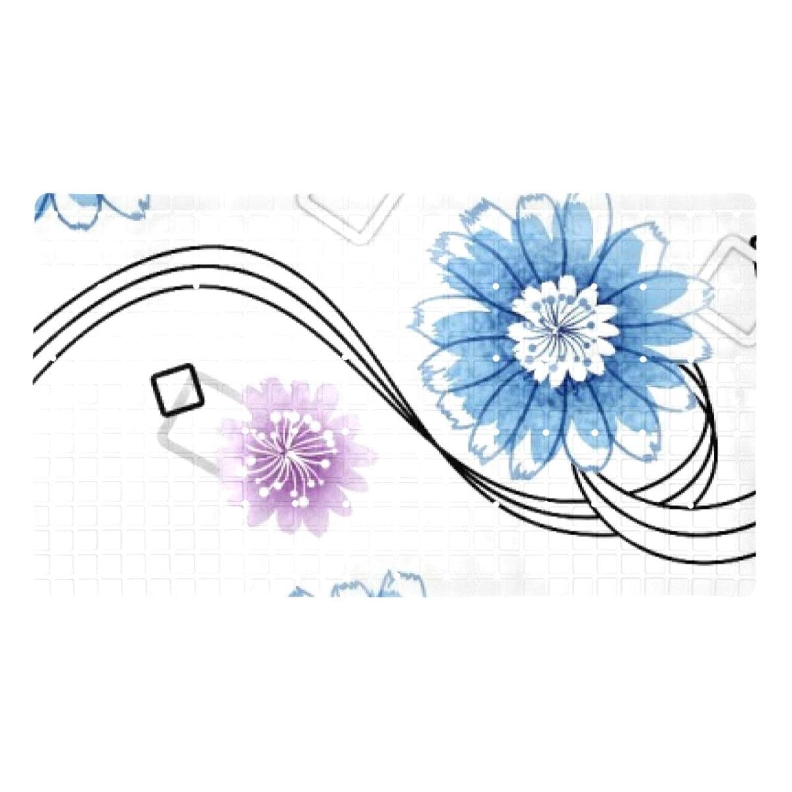 Tapis de bain antidérapant motif fleur bleue pour la douche des enfants