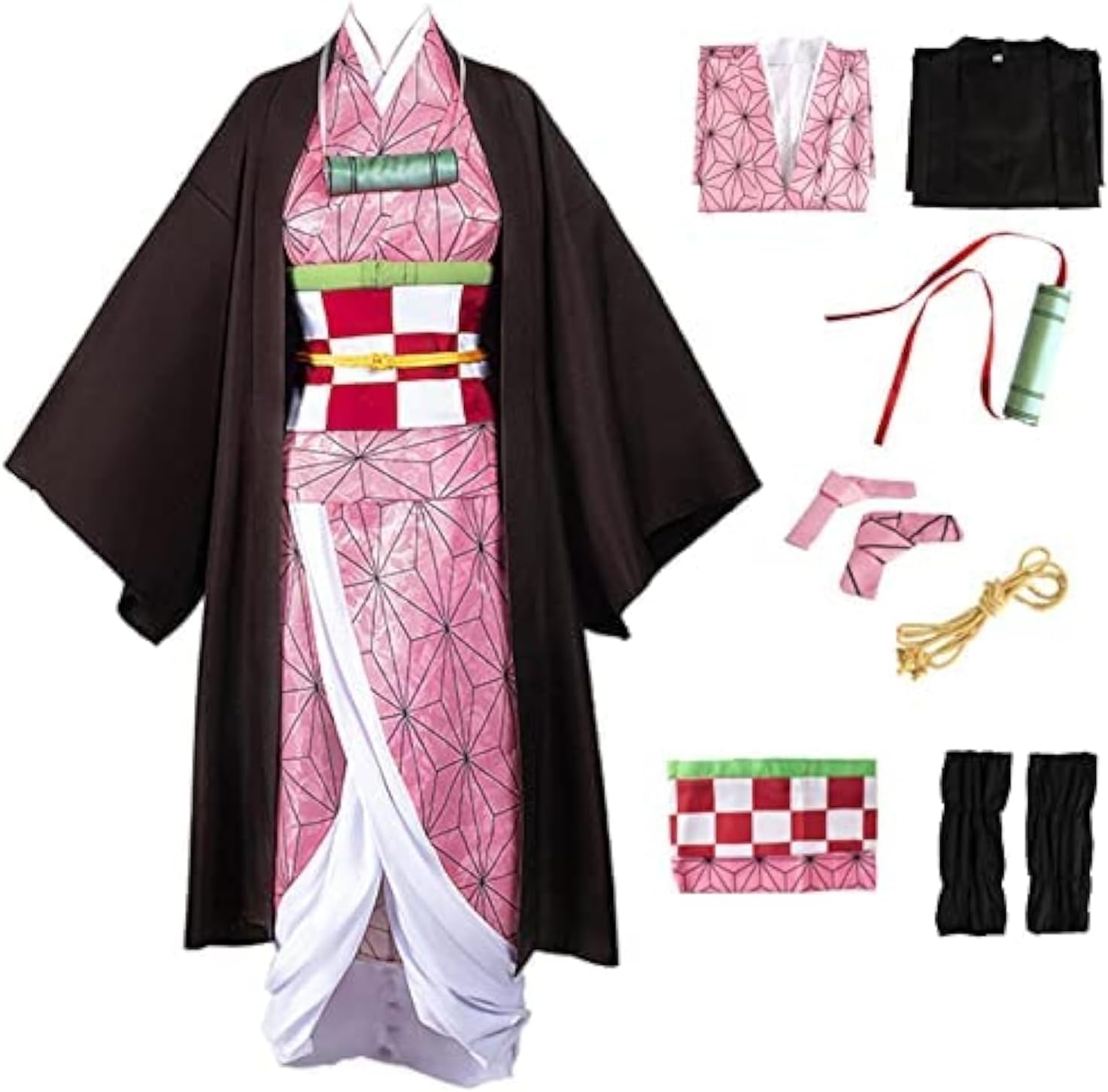 Buyoem Anime Cosplay Costume Kimono for Adult Robe Halloween Outfit With Props Wig