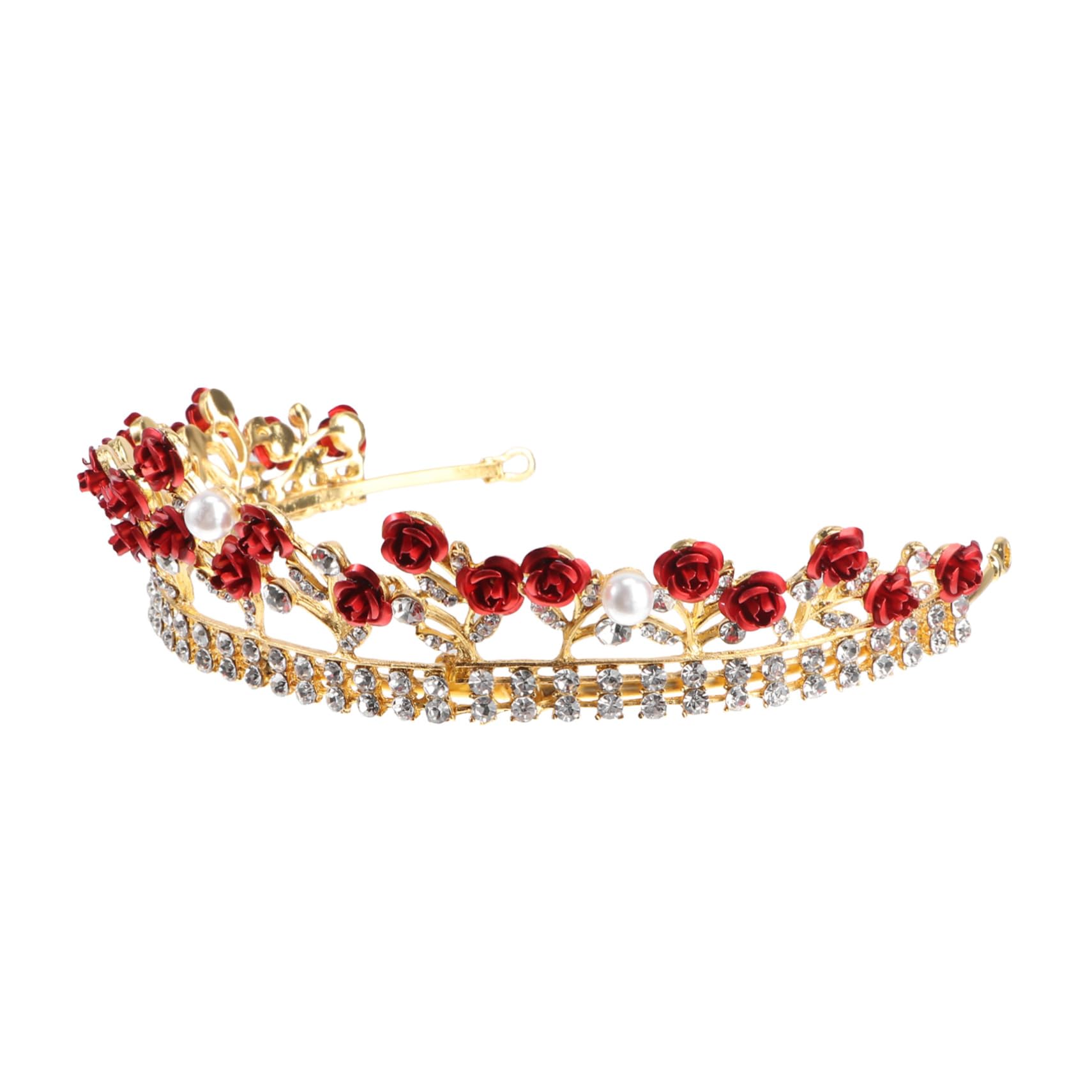 POPETPOP 3 Piezas Flor Rosa De Reina Para Mujer De Tiara De Diamantes De Imitación De Reina Barroca Diadema De Flores Para Niñas Pinza Para La Cabeza Novia Chica