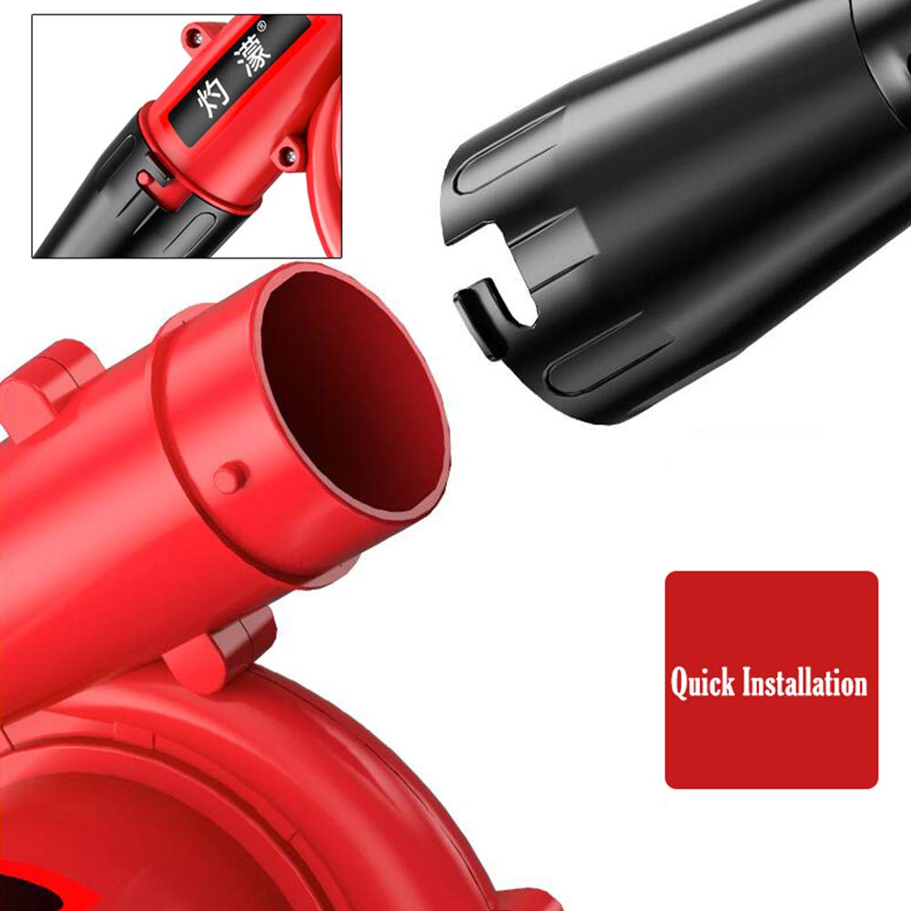 Soffiatore e aspirafoglie Elettrico, spazzatrice per la Pulizia del Giardino Soffiaggio/evacuazione della Neve, Cavo di Alimentazione da 8 m, Motore Turbo da 2800W, Rosso