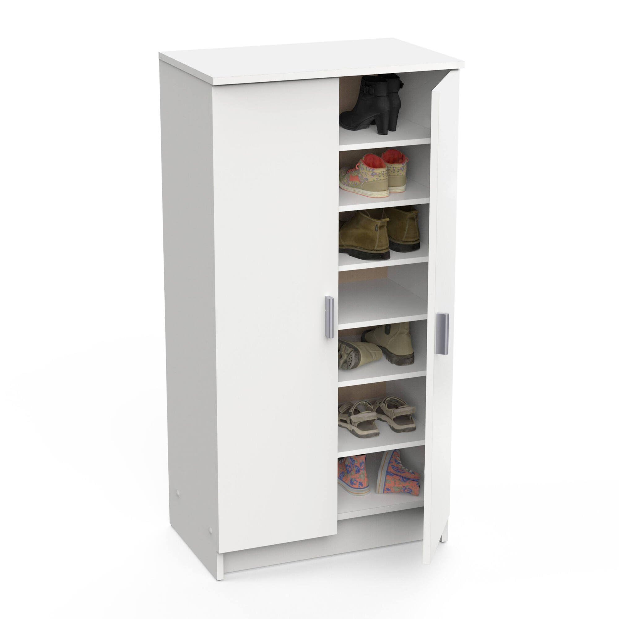 Dmora - Armadio Multiuso 2 Ante Tarn, Mobile Multifunzionale, Mobiletto scarpiera, Guardaroba Porta Scarpe, 55x35 h108 cm, Bianco Opaco