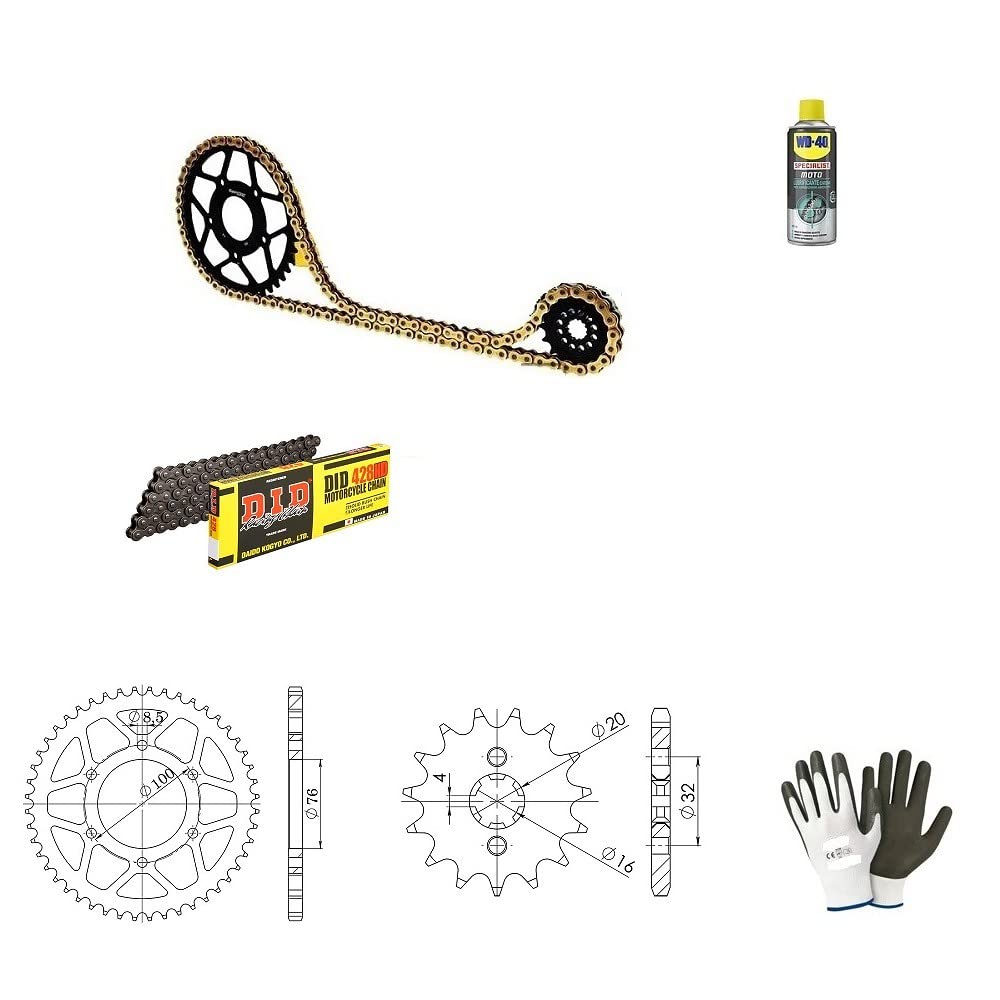COMPATIBILE CON YAMAHA MT/ABS (RE114/RE115) 125 2016-16 KIT CATENA CORONA PIGNONE PER MOTO TRASMISSIONE DID 428H LUN 132 MAGLIE,CORONA IN ACCIAIO P428-Z48,PIGNONE P428-Z14 SPECIFICO