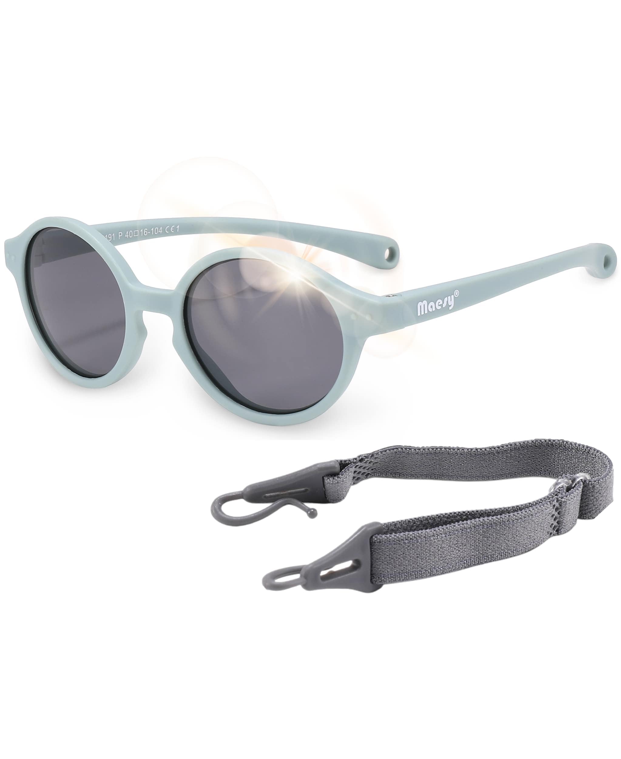 Gafas de Sol para Bebé, 0-2 Años, Protección Polarizada UV400, Montura Flexible y Blanda, Cinta Elástica Ajustable, Gafas de Sol Seguras y Cómodas para Bebés, Noah