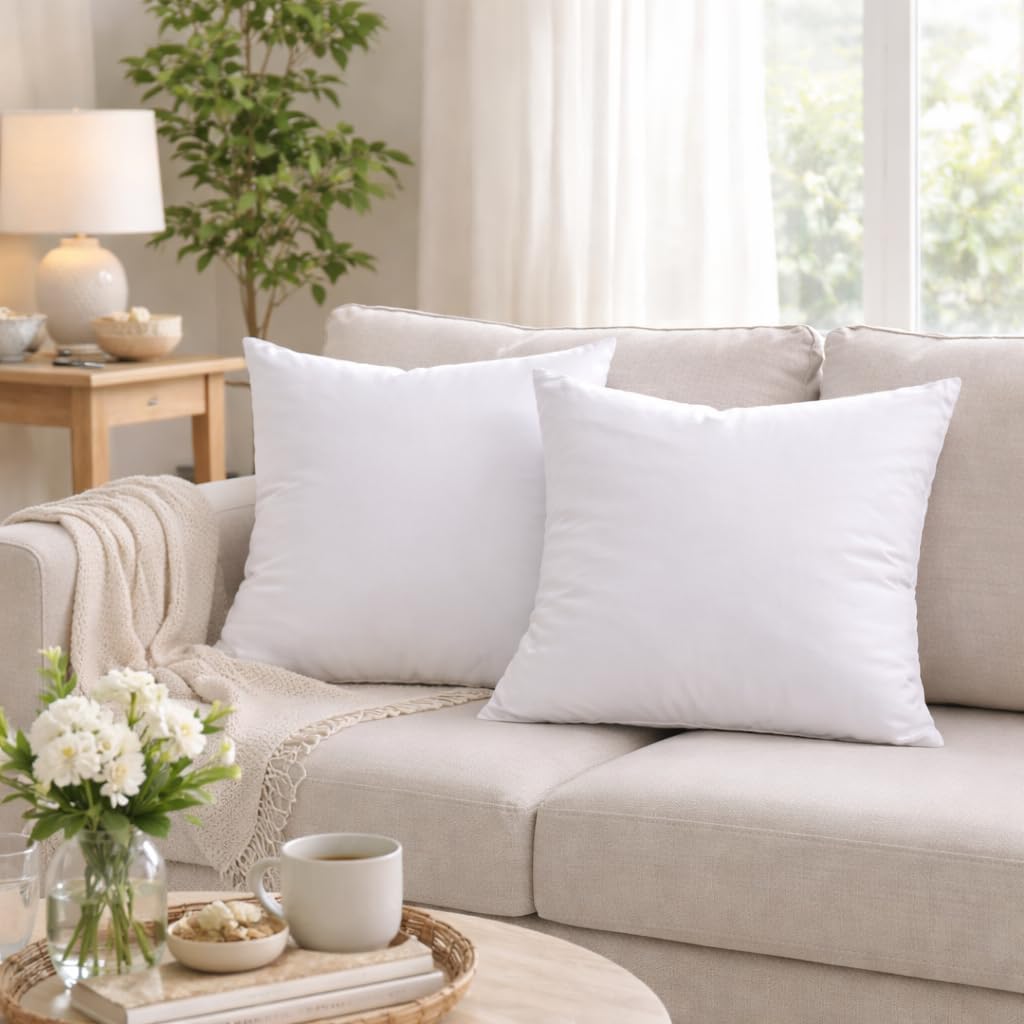 Premium 18 x 18 Throw Pillow Inserts, Set of 4 Hypoallergenic Square Form Decorative Pillows for Sofa Couch Bed and Chair 18 inches - Image 2