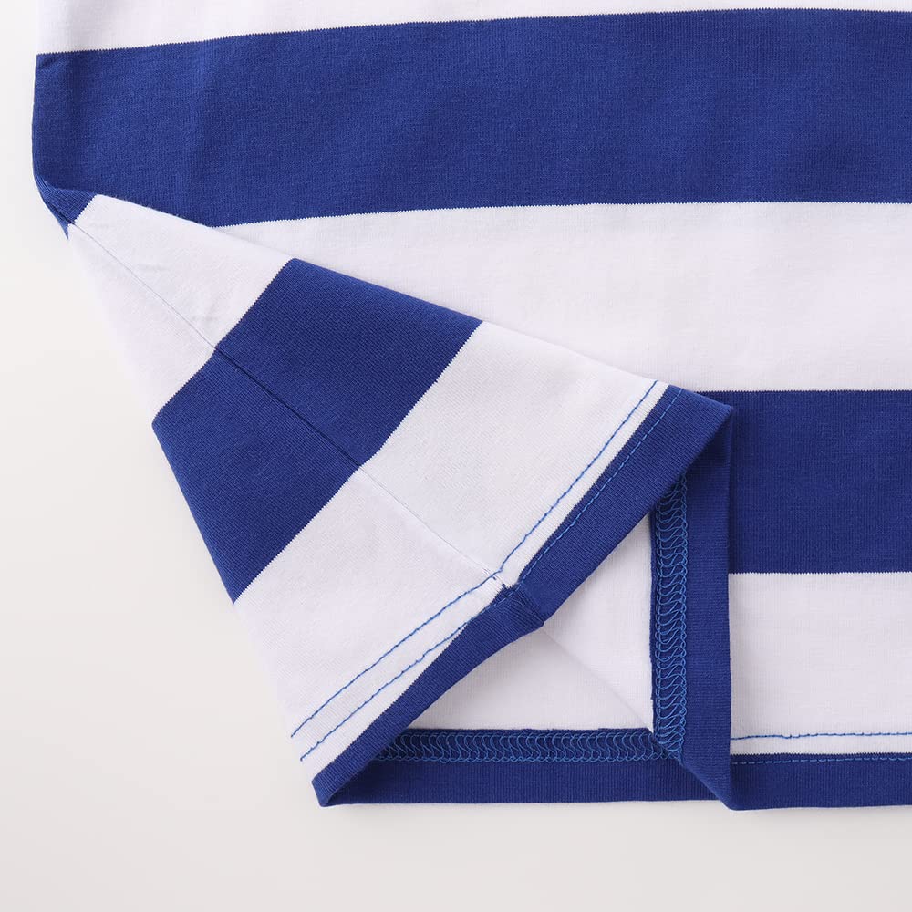 Spring&Gege Camiseta de Manga Corta a Rayas con Cuello Redondo para niño