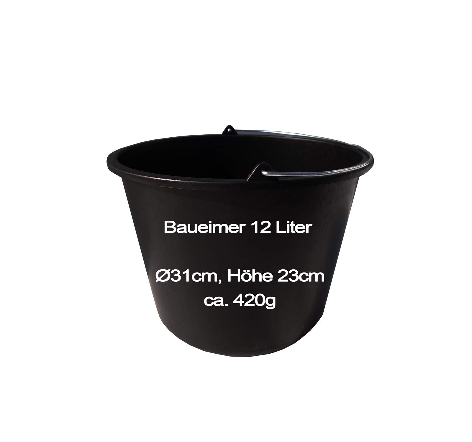 DEWEPRO® Seau de Chantier Robuste 12L - Seau en Plastique Noir avec
