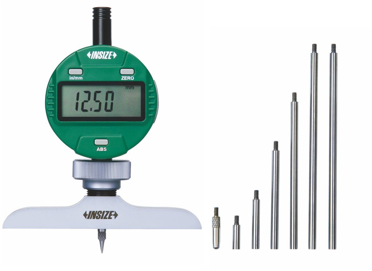 INSIZE 2141-202A Digital Depth Gage, Base 101.5 x 17 mm, 0-300 mm/0-12"