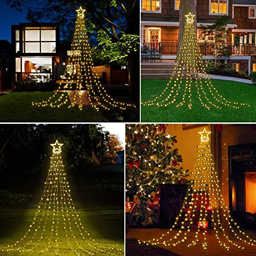 Danli New) Christmas Decoration Outdoor Star String Lights,16.4Ft 320 Led Christmas Lights Hanging Tree Lights,Plug-In 8 Modes Waterproof Fairy Twinkle Curtain Lights For Xmas New Year Holiday Party thumb #6