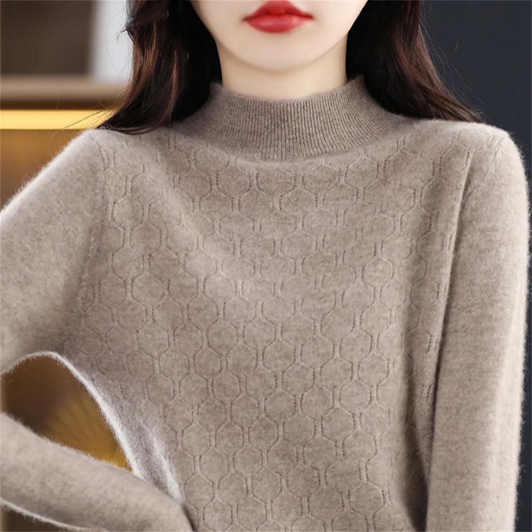 Otoño Invierno Mujer Medio Cuello Alto Jersey Suéter Sólido Suelto Casual Prendas De Punto