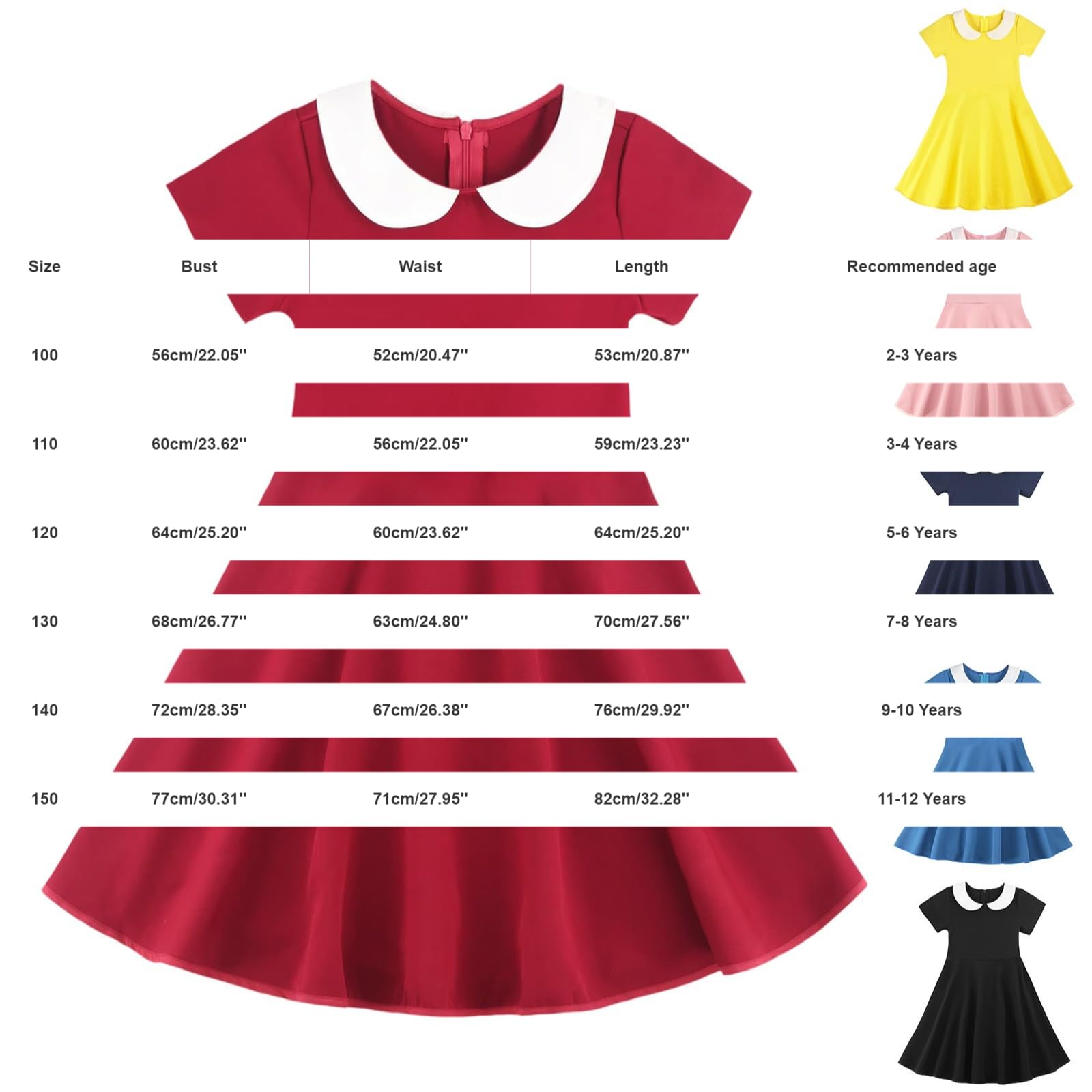 Vestido de manga corta para niñas, casual, acampanado, vestido de fiesta para niños, escuela, verano, cumpleaños, vacaciones, suave, cómodo, vestido acampanado