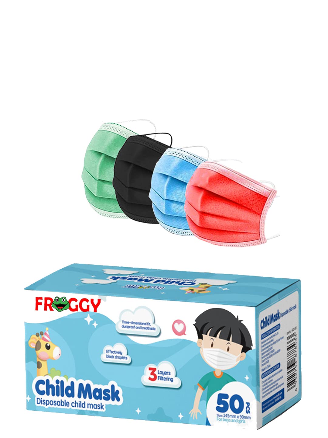 Mango People Kids 3-Ply Disposable Surgical Face Mask,Adjustable Nose Pin, Solid Multicolor (Pack of 100 Pcs Kids Face Mask) MP-KIDS-3PLY-100-MIX-picture-29
