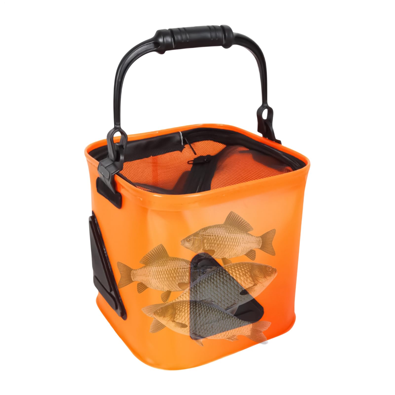 Cubo plegable para kayak y orilla que ahorra espacio gracias al mango ampliado