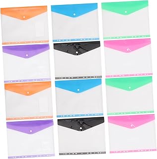 HONMEET 12Pçs Clipes De Fichário Pastas De Arquivo Sacos De Documentos Bolsas De Fichário De Escritório Bolsas De Folhas Soltas Bolsas De Folhas Soltas Pastas De Documentos