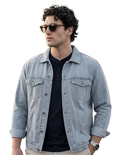 Urbano Plus Men's Light Grey Regular Fit Washed Full Sleeve Denim Jacket (plusjaktp-denim-lgrey-5xl)