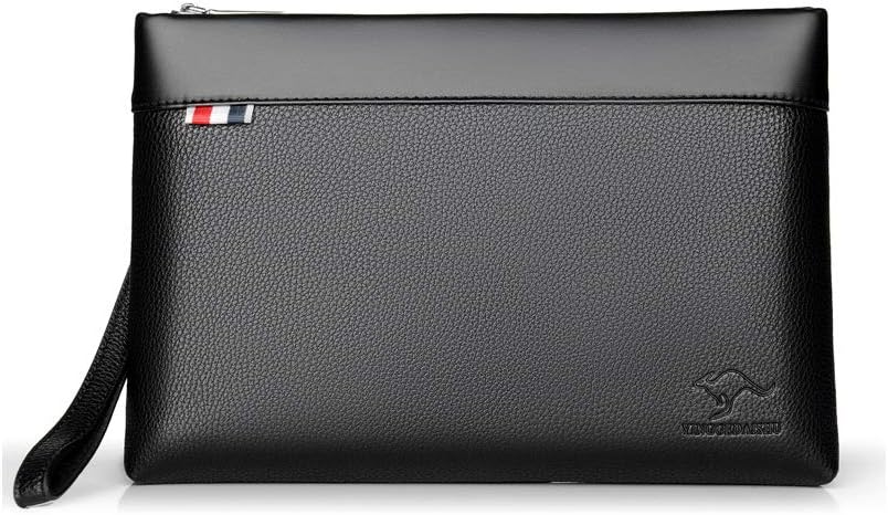 Mens Genuine Leather Business Clutch Wrist Bag Handbag Organizer Phone Checkbook Wallet Card Case