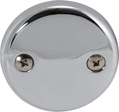EZ-FLO 2-Hole Bathtub Overflow Face Plate with Screws, Chrome Finish,