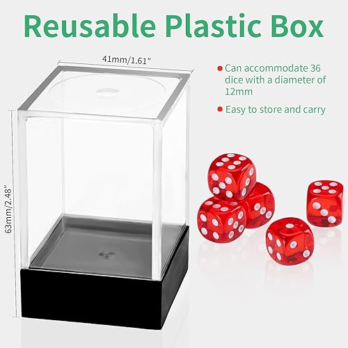 Miniatura 58 de Juego de 36 dados mini de 0.472 in, 6 caras, juego de dados con patrón de perlas, 6 dados estándar para Yahtzee, Bunco o enseñanza de matemáticas