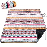 PY SUPER MODE Manta de Picnic Extra Grande, Impermeable, Plegable, Manta de Playa para Exteriores, de Gran tamaño, 83 x 79 Pulgadas, a Prueba de Arena, tapete de Picnic de 3 Capas para Camping,