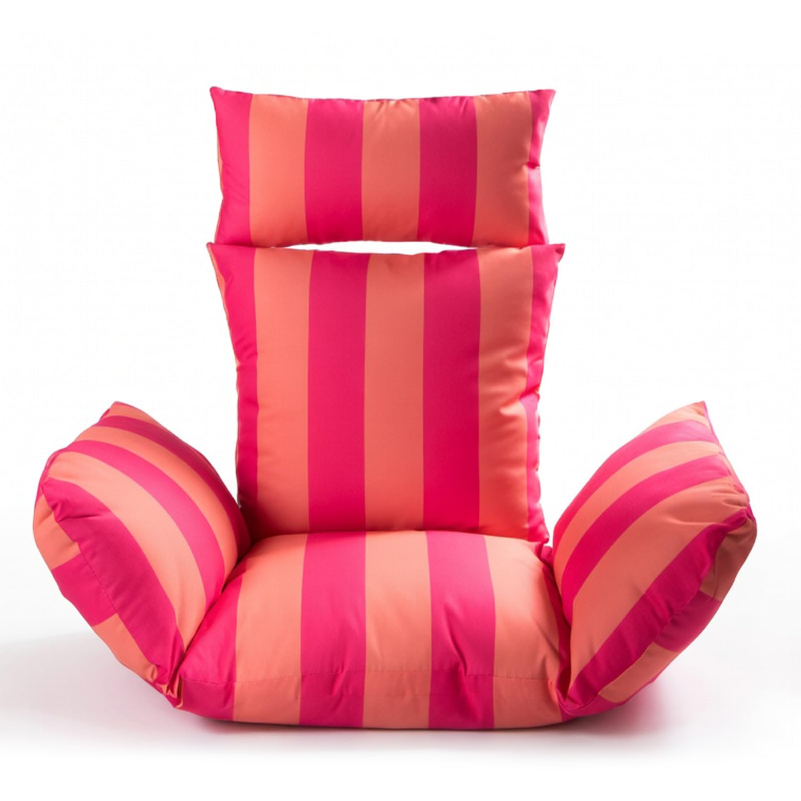 Ohs Pink/Orange Stripe Egg Chair Cushion, Rattan Hanging Swing Chair Cushion With Headrest Soft Thick Padded Egg Chairs For Garden Cushions Indoor Outdoor Use, Orange/ - Stripe