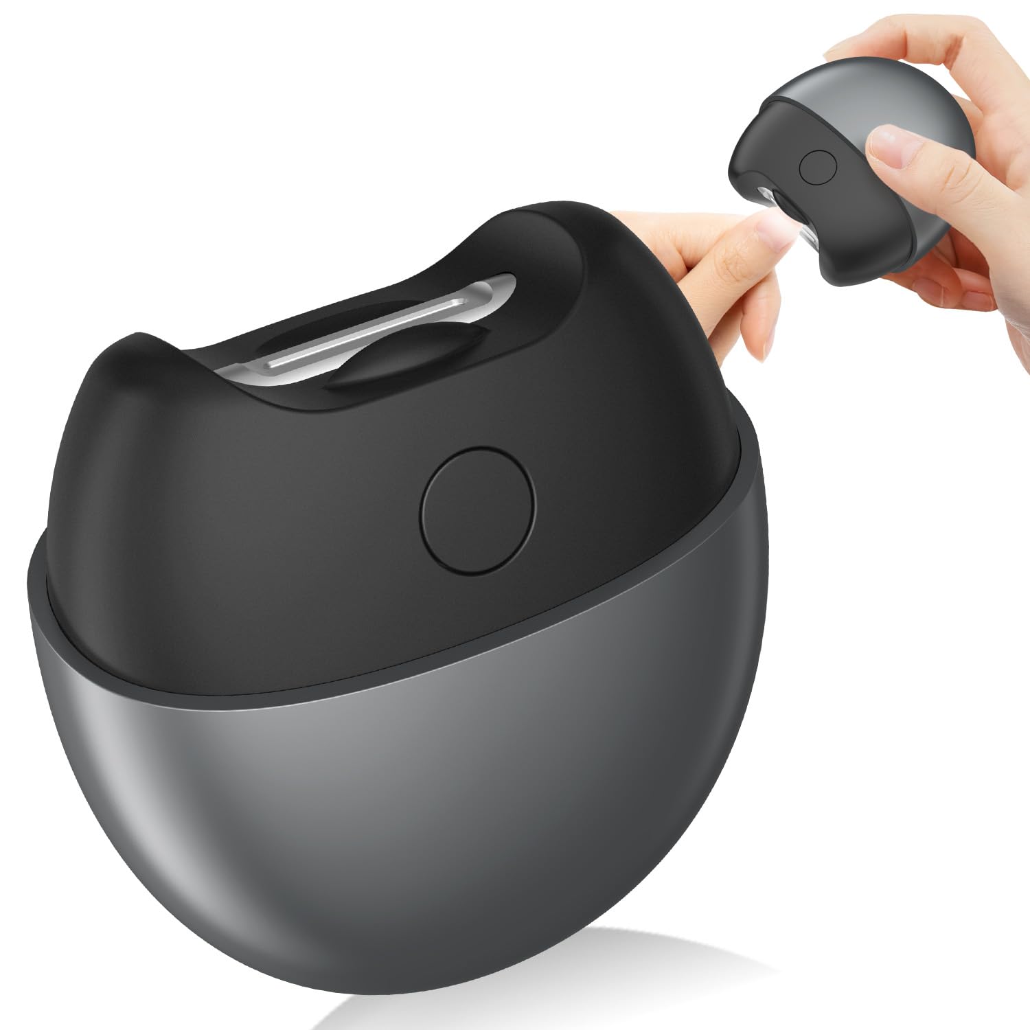 Cortaúñas eléctrico automático SCAIKTIG con luz, 2 velocidades, tapa magnética, compartimento para guardar restos de uñas, recargable por USB, cortaúñas eléctrico de seguridad para niños, adultos, personas mayores, hombres y cuidadores, color gris.