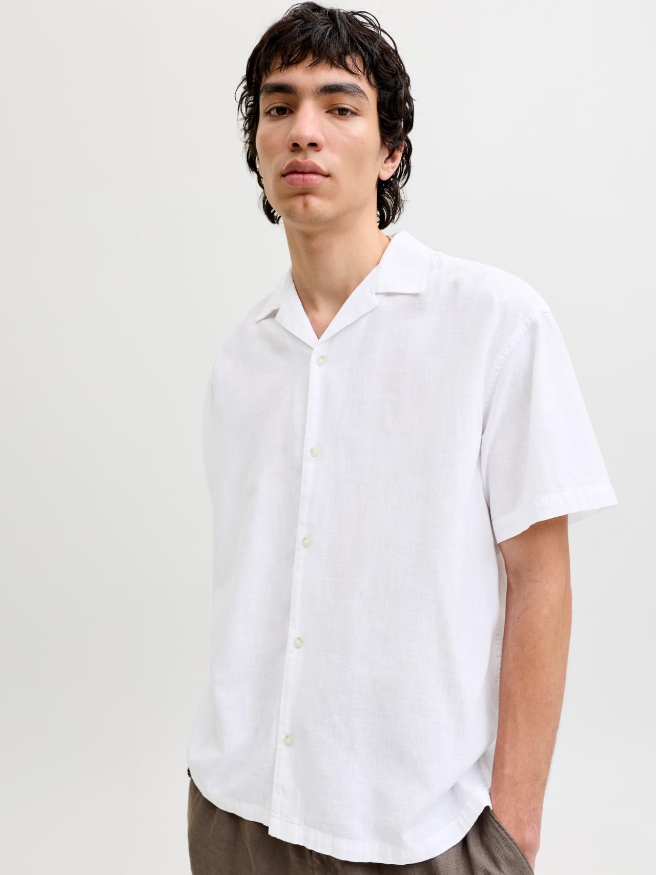 JACK & JONES Shirt Jjesummer Linen Blend Resort-Maglietta SS SN Uomo