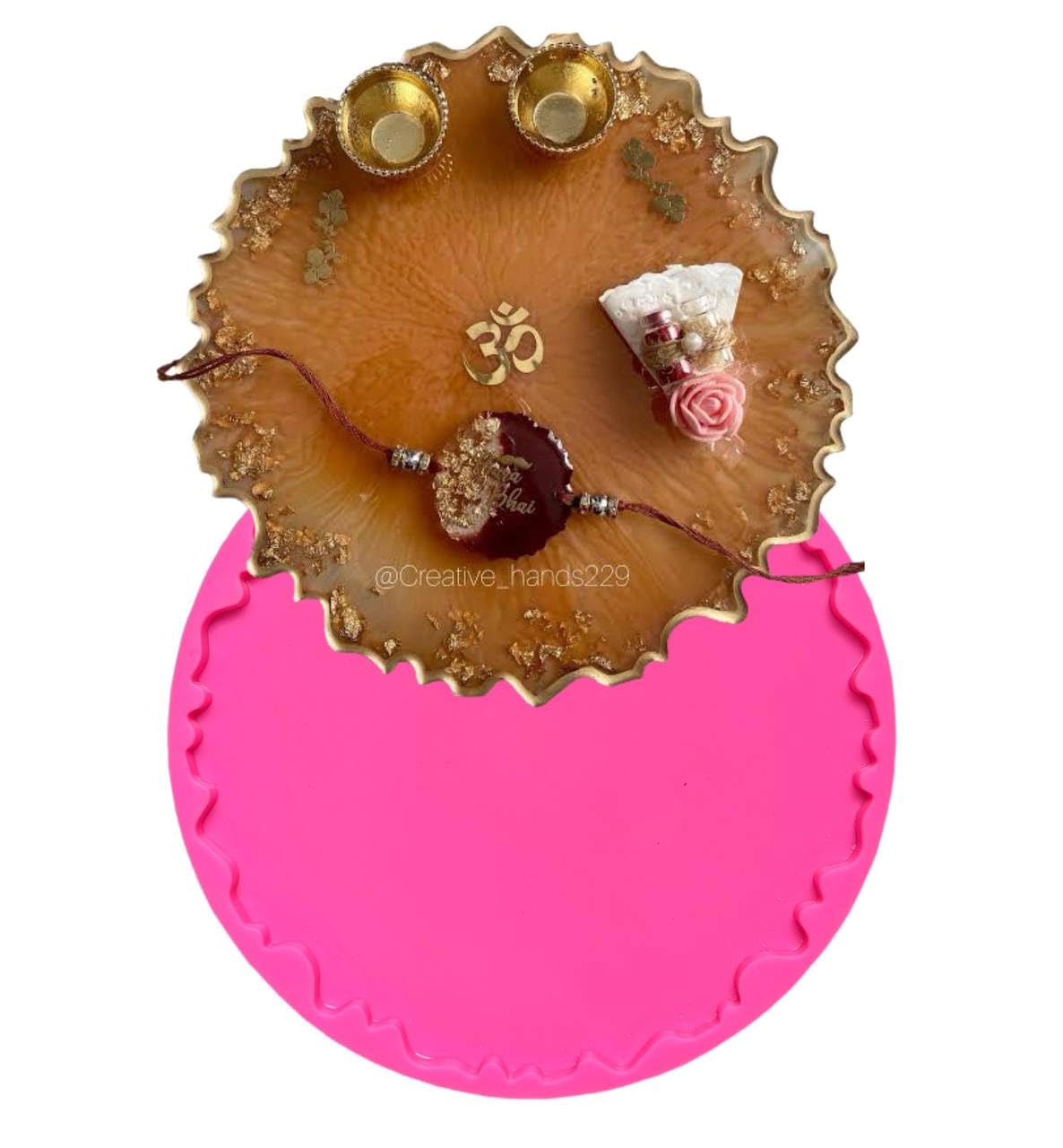 Agate Shape Silicone Mould for Resin Art | 8-Inch Round Pink Mould for Pooja Thali, Tray & Photo Frame | Flexible & Reusable DIY Craft Mold for Festival Gifts, Décor & Resin Casting Projects-image-34